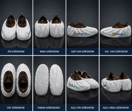 İnovastil kaymaz tabanlı beyaz galoş tek kullanımlık hijyenik kaydırmaz taban galoş