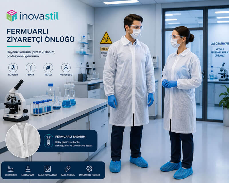 Fermuarlı ziyaretçi önlüğü