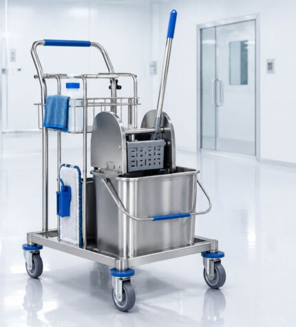 Hydroflex Cleanroom Standartlarında Paslanmaz Mop Arabası