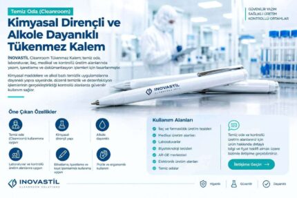 Temiz Oda (Cleanroom) Kimyasal Dirençli ve Alkole Dayanıklı Tükenmez Kalem