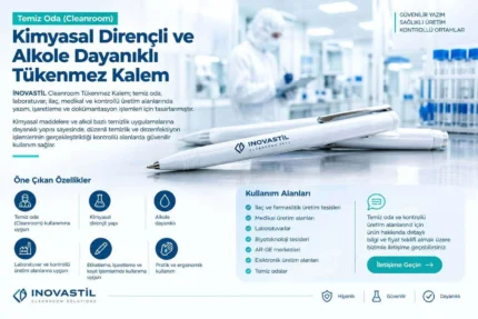 Temiz Oda (Cleanroom) Kimyasal Dirençli ve Alkole Dayanıklı Tükenmez Kalem