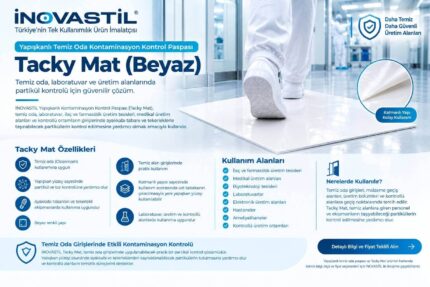 İNOVASTİL Tacky Mat beyaz yapışkanlı temiz oda kontaminasyon kontrol paspas