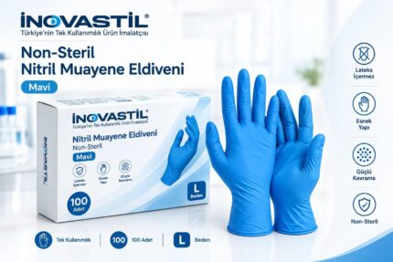 Non-steril nitril muayene eldiveni mavi