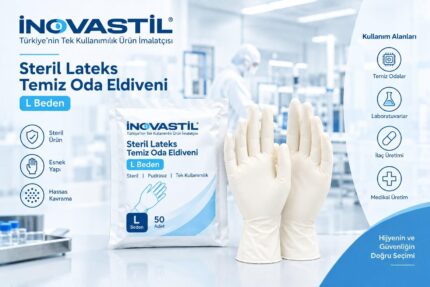 Steril lateks temiz oda eldiveni L beden İNOVASTİL